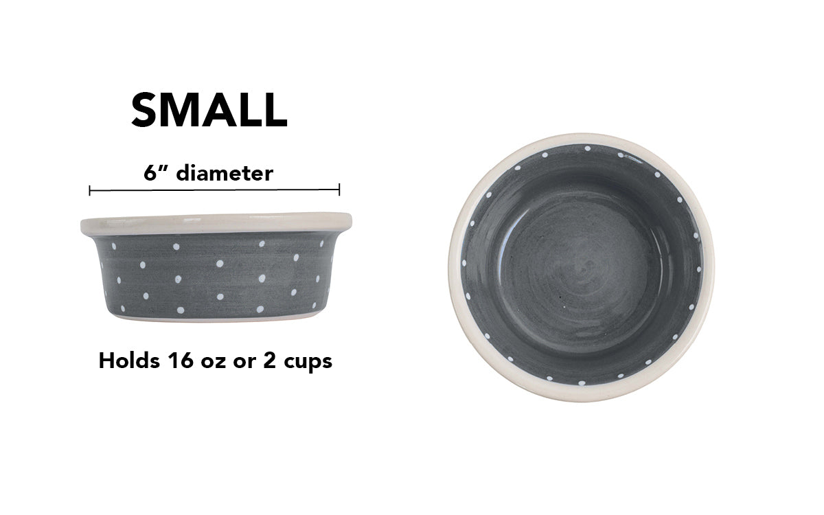 Polka Paws Collection - Handmade Ceramic Pet Bowl with Color and White Polka Dots