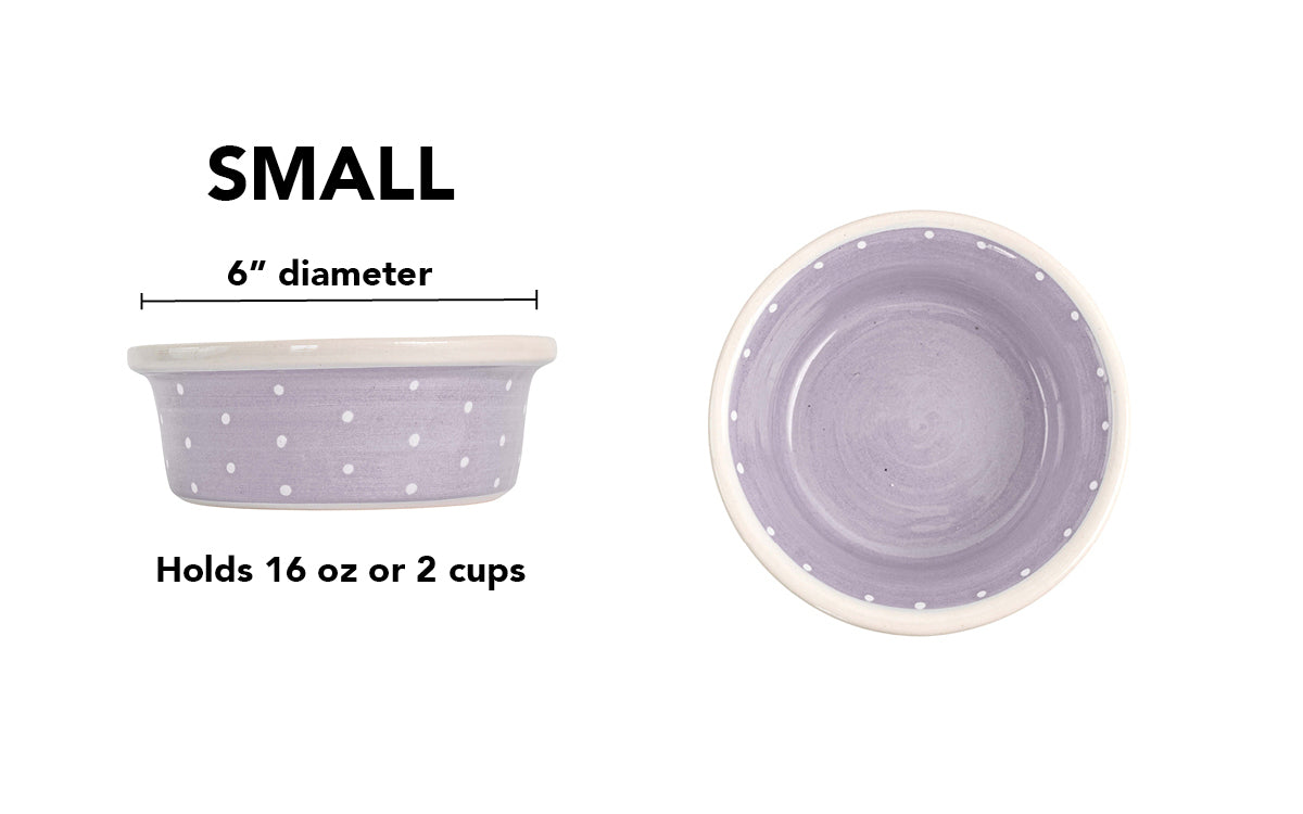 Polka Paws Collection - Handmade Ceramic Pet Bowl with Color and White Polka Dots
