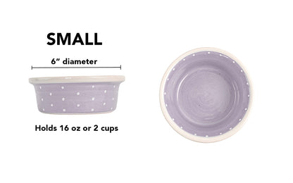 Polka Paws Collection - Handmade Ceramic Pet Bowl with Color and White Polka Dots