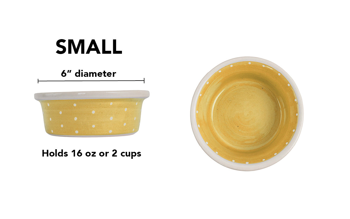 Polka Paws Collection - Handmade Ceramic Pet Bowl with Color and White Polka Dots