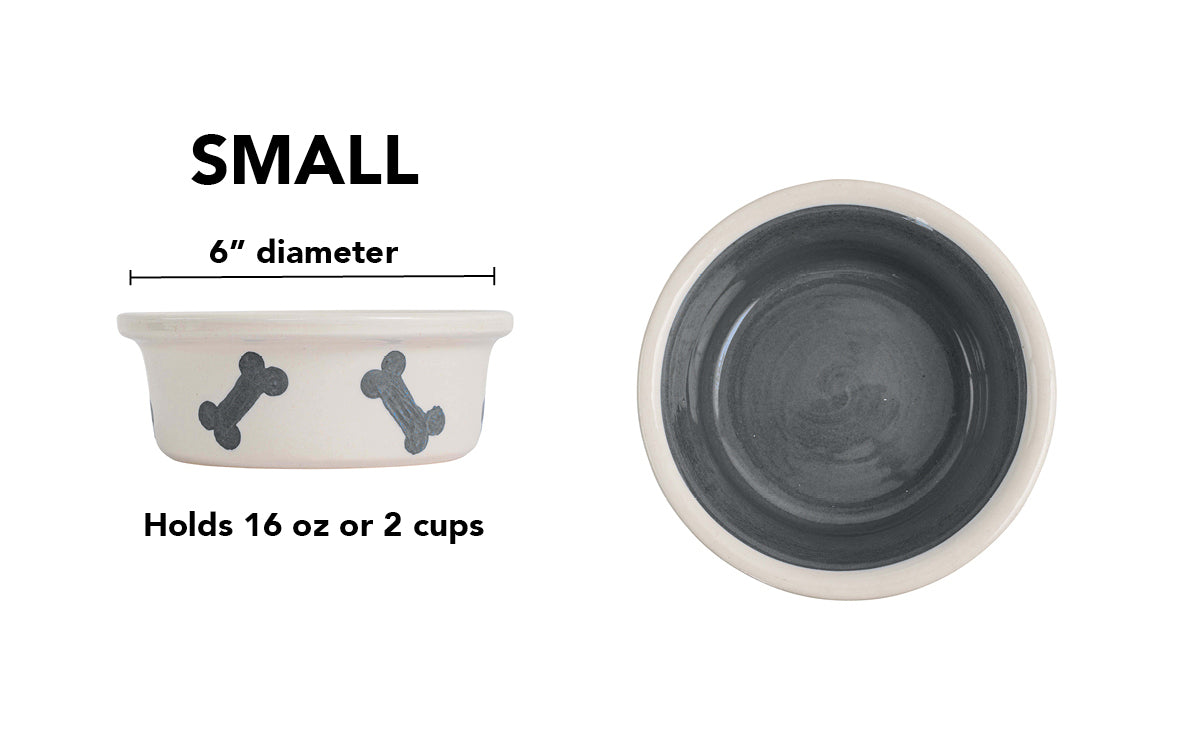 Tail Wag Collection - Handmade Ceramic Pet Bowl with Diagonal Bone Design