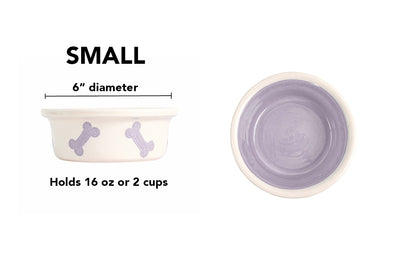 Tail Wag Collection - Handmade Ceramic Pet Bowl with Diagonal Bone Design