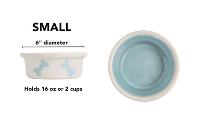 Tail Wag Collection - Handmade Ceramic Pet Bowl with Diagonal Bone Design