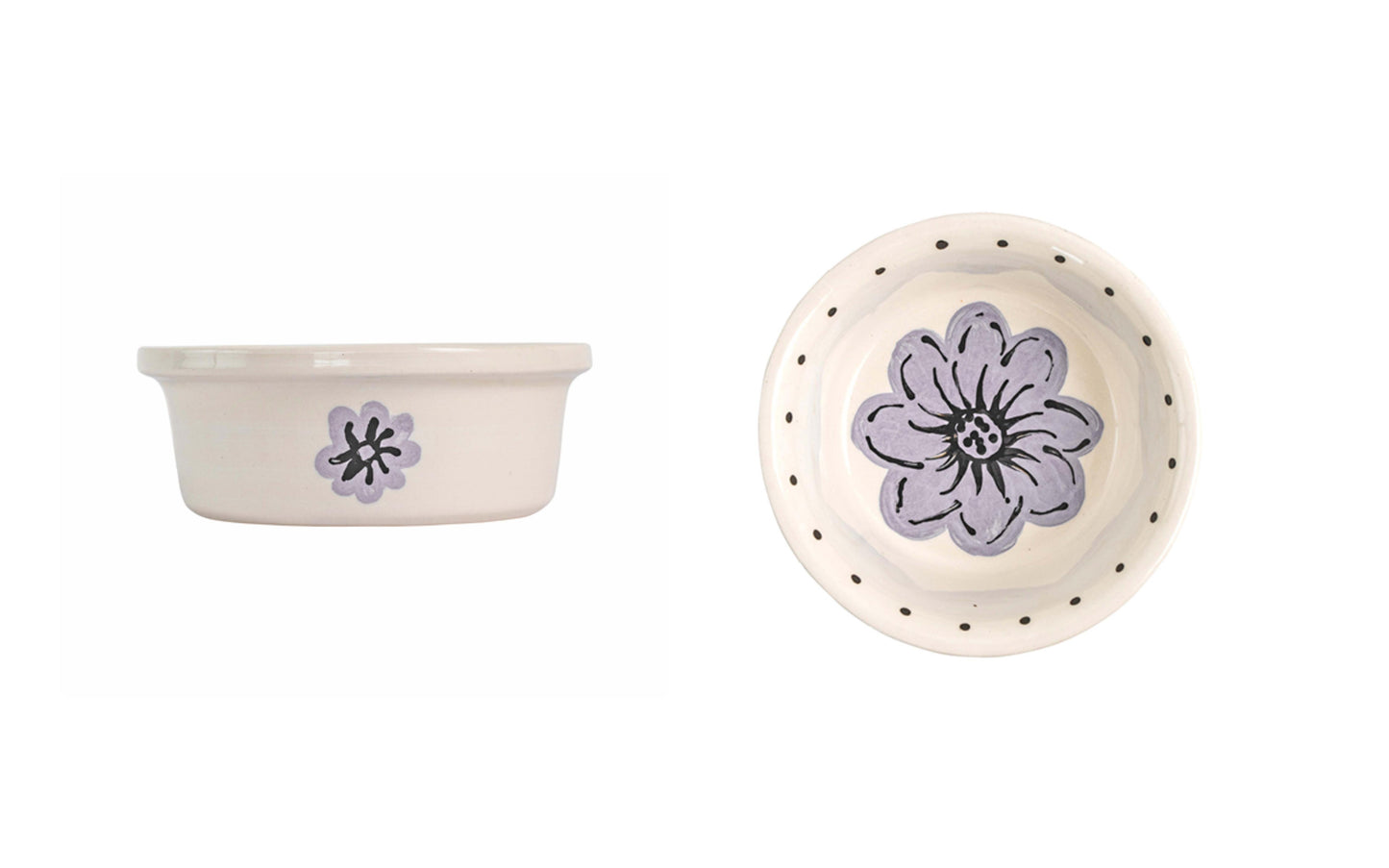 Blossom Bite Collection - Handmade Ceramic Pet Bowl with Handpainted Flower