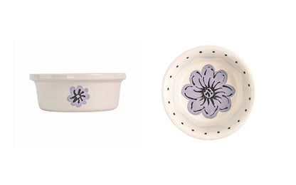 Blossom Bite Collection - Handmade Ceramic Pet Bowl with Handpainted Flower