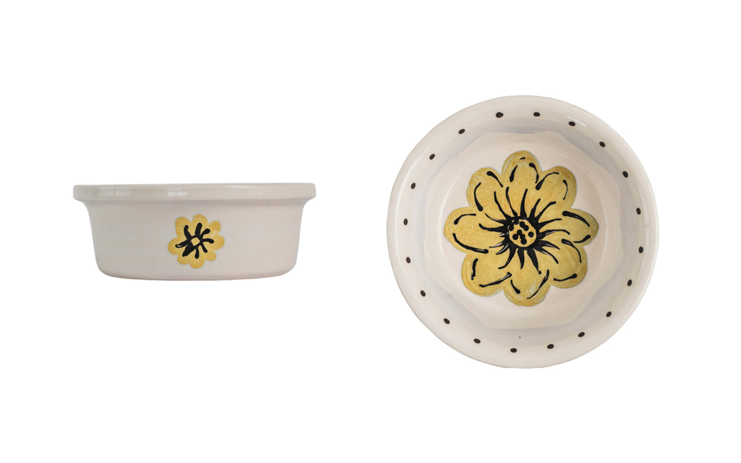 Blossom Bite Collection - Handmade Ceramic Pet Bowl with Handpainted Flower