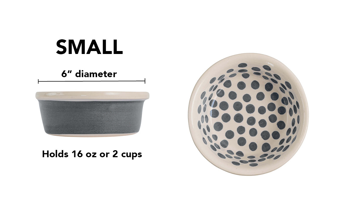 Happy Spots Collection - Handmade Ceramic Pet Bowl with Happy Spots in Color of Choice