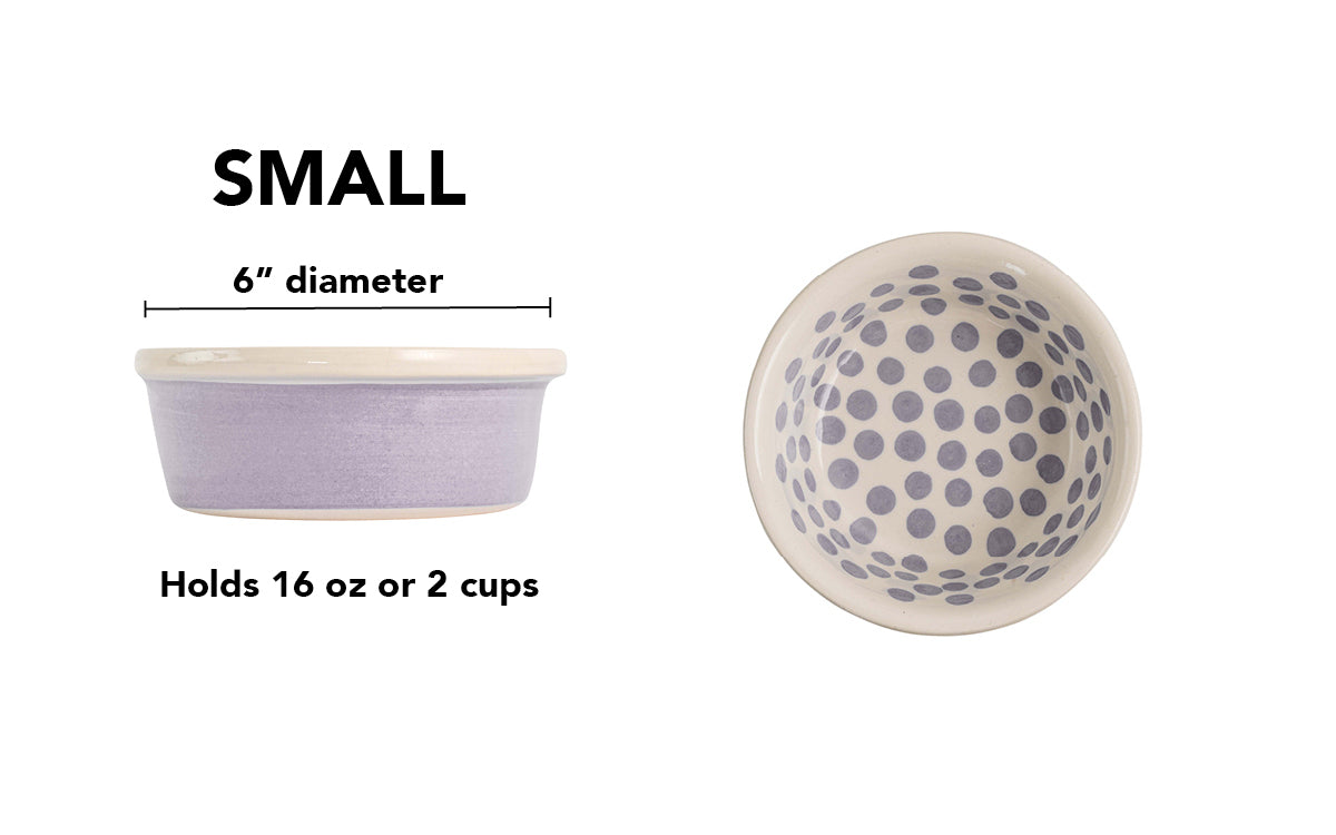 Happy Spots Collection - Handmade Ceramic Pet Bowl with Happy Spots in Color of Choice