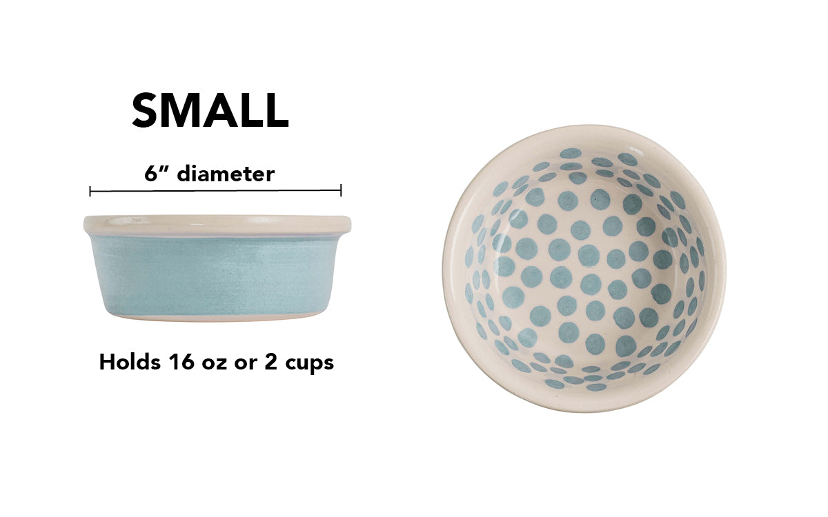 Happy Spots Collection - Handmade Ceramic Pet Bowl with Happy Spots in Color of Choice
