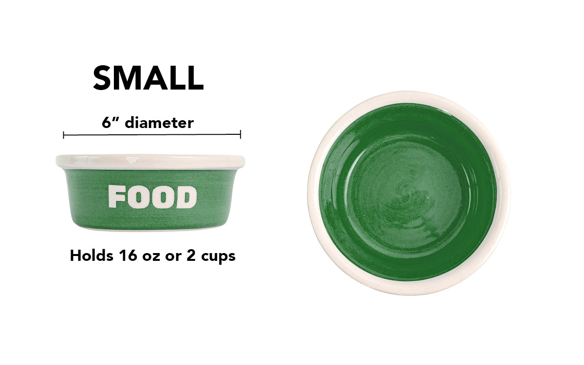 Block Letter Collection (Food) - Handmade Ceramic Pet Bowl with Block Letters