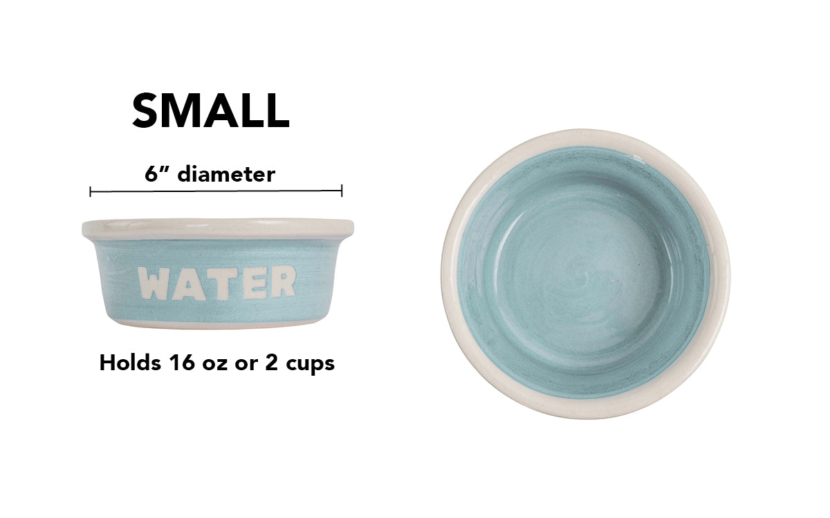 Block Letter Collection (Water) - Handmade Ceramic Pet Bowl with Block Letters