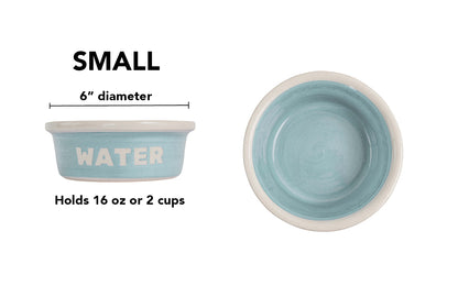 Block Letter Collection (Water) - Handmade Ceramic Pet Bowl with Block Letters