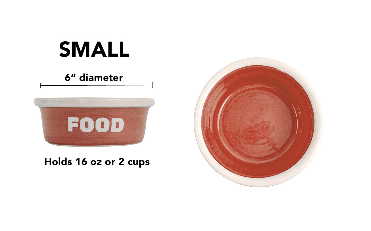 Block Letter Collection (Food) - Handmade Ceramic Pet Bowl with Block Letters