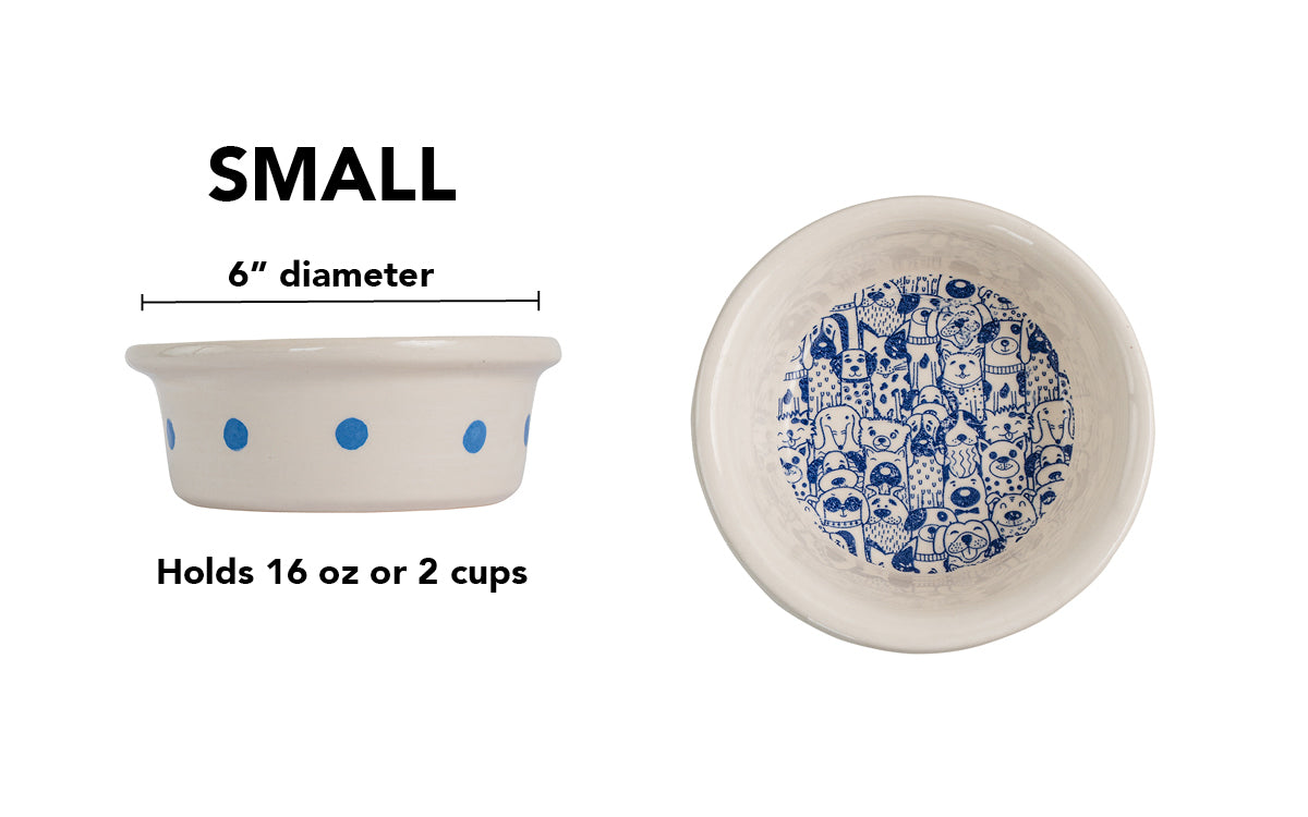 The Gangs All Here Collection - Handmade Ceramic Pet Bowl with Cool Dog Design