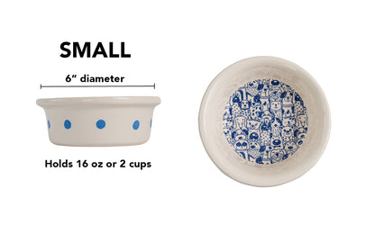 The Gangs All Here Collection - Handmade Ceramic Pet Bowl with Cool Dog Design