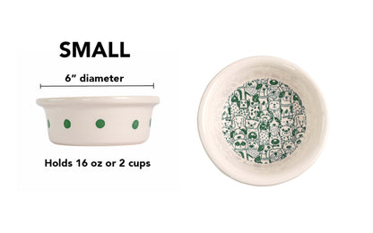 The Gangs All Here Collection - Handmade Ceramic Pet Bowl with Cool Dog Design
