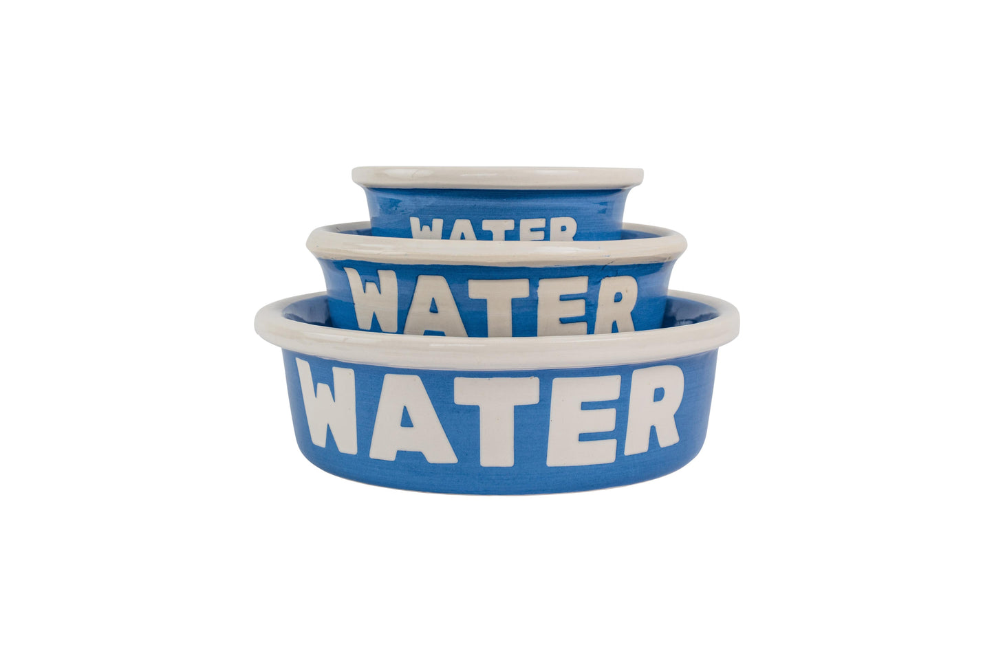Block Letter Collection (Water) - Handmade Ceramic Pet Bowl with Block Letters