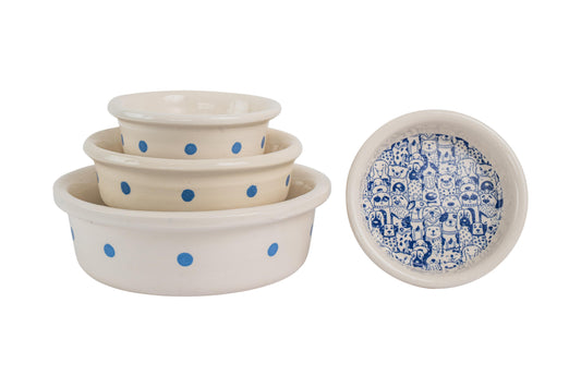 The Gangs All Here Collection - Handmade Ceramic Pet Bowl with Cool Dog Design