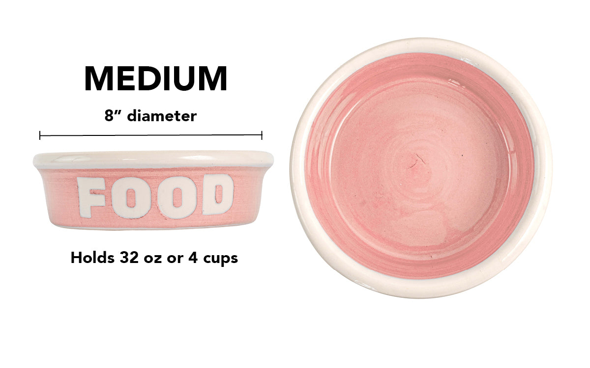 Block Letter Collection (Food) - Handmade Ceramic Pet Bowl with Block Letters