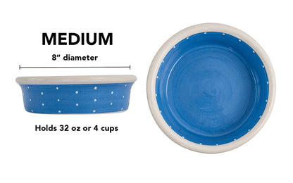 Polka Paws Collection - Handmade Ceramic Pet Bowl with Color and White Polka Dots