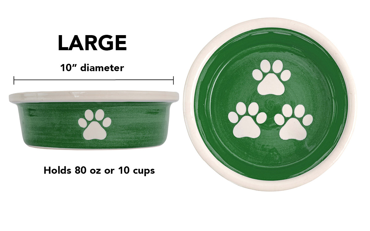 Pawsome Collection - Handmade Ceramic Pet Bowl with Custom Color and White Paw Prints