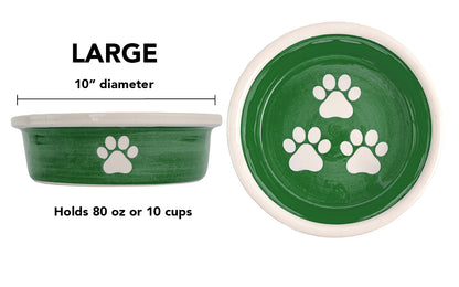 Pawsome Collection - Handmade Ceramic Pet Bowl with Custom Color and White Paw Prints