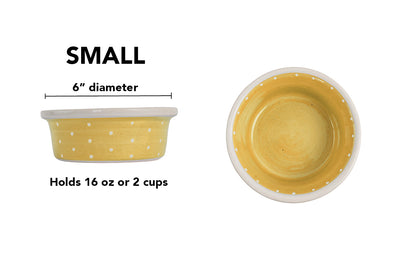 Polka Paws Collection - Handmade Ceramic Pet Bowl with Color and White Polka Dots