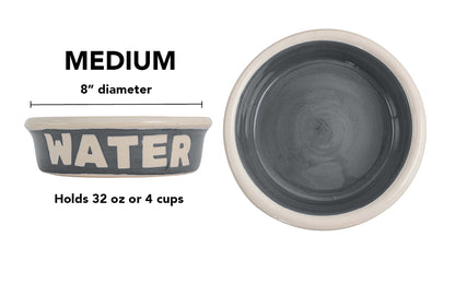 Block Letter Collection (Water) - Handmade Ceramic Pet Bowl with Block Letters