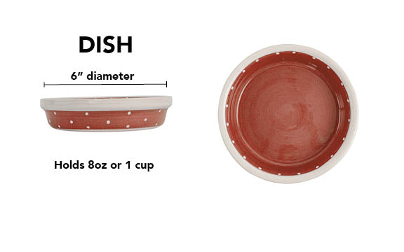 Polka Paws Collection - Handmade Ceramic Pet Bowl with Color and White Polka Dots