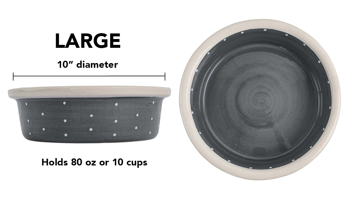 Polka Paws Collection - Handmade Ceramic Pet Bowl with Color and White Polka Dots