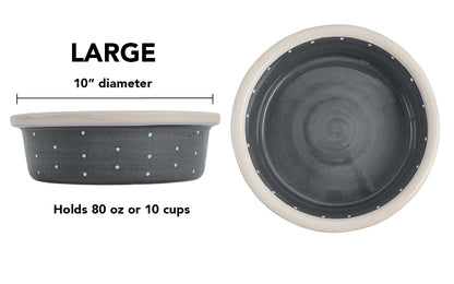 Polka Paws Collection - Handmade Ceramic Pet Bowl with Color and White Polka Dots