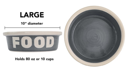 Block Letter Collection (Food) - Handmade Ceramic Pet Bowl with Block Letters