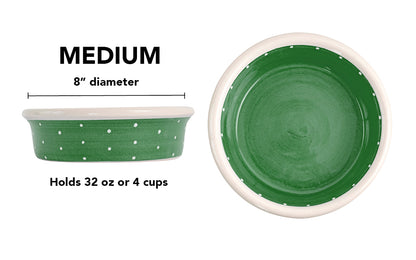 Polka Paws Collection - Handmade Ceramic Pet Bowl with Color and White Polka Dots