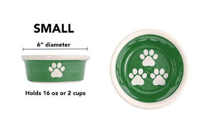 Pawsome Collection - Handmade Ceramic Pet Bowl with Custom Color and White Paw Prints