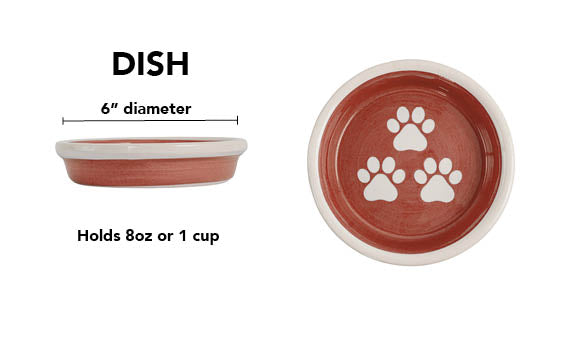 Pawsome Collection - Handmade Ceramic Pet Bowl with Custom Color and White Paw Prints
