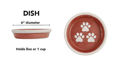 Pawsome Collection - Handmade Ceramic Pet Bowl with Custom Color and White Paw Prints