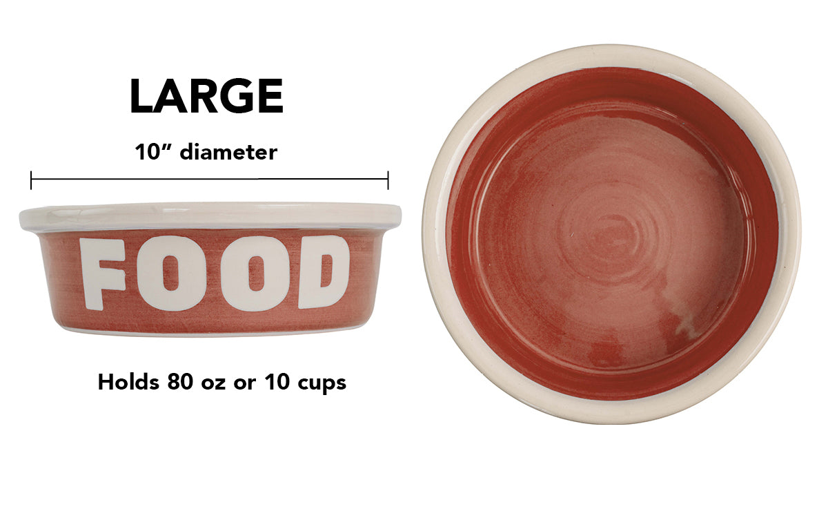 Block Letter Collection (Food) - Handmade Ceramic Pet Bowl with Block Letters