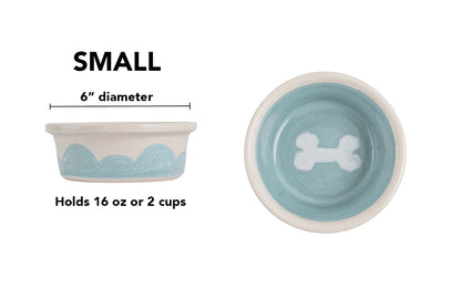 Sky Biscuit Collection - Handmade Ceramic Pet Bowl with Cloudlike Bone Design