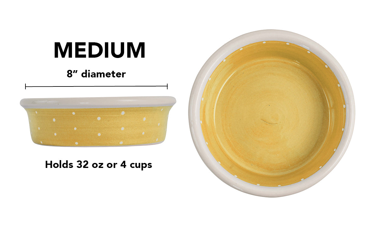 Polka Paws Collection - Handmade Ceramic Pet Bowl with Color and White Polka Dots