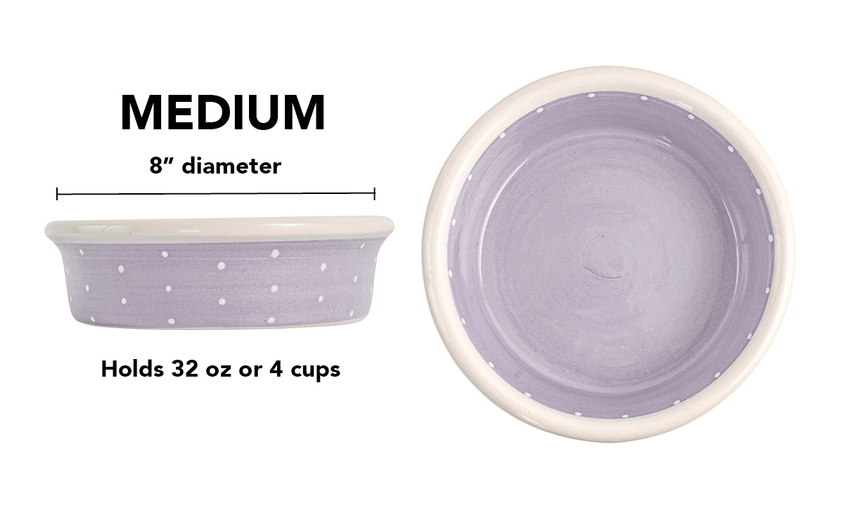 Polka Paws Collection - Handmade Ceramic Pet Bowl with Color and White Polka Dots