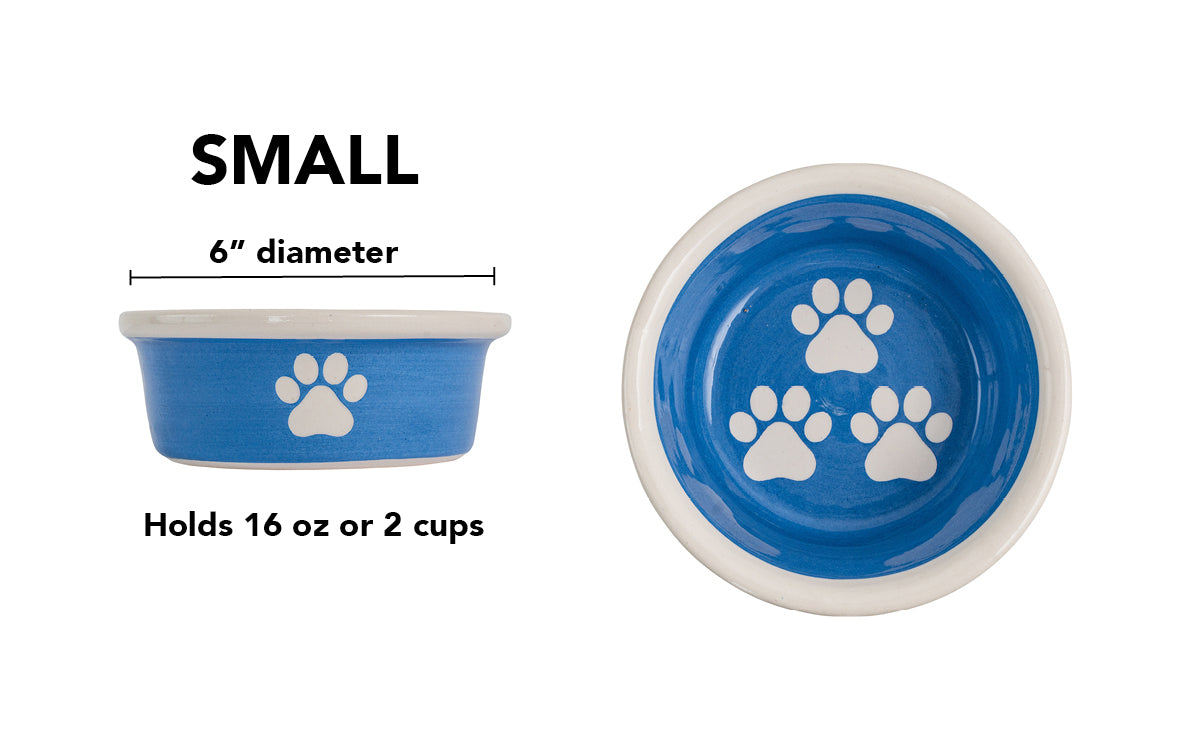 Pawsome Collection - Handmade Ceramic Pet Bowl with Custom Color and White Paw Prints