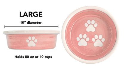 Pawsome Collection - Handmade Ceramic Pet Bowl with Custom Color and White Paw Prints