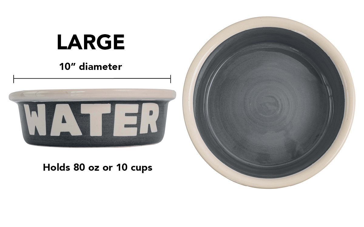 Block Letter Collection (Water) - Handmade Ceramic Pet Bowl with Block Letters