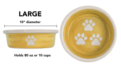 Pawsome Collection - Handmade Ceramic Pet Bowl with Custom Color and White Paw Prints