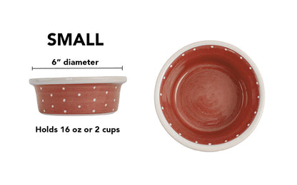 Polka Paws Collection - Handmade Ceramic Pet Bowl with Color and White Polka Dots