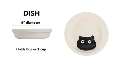 Black Cat Dish - Handmade Ceramic Cat Food Dish