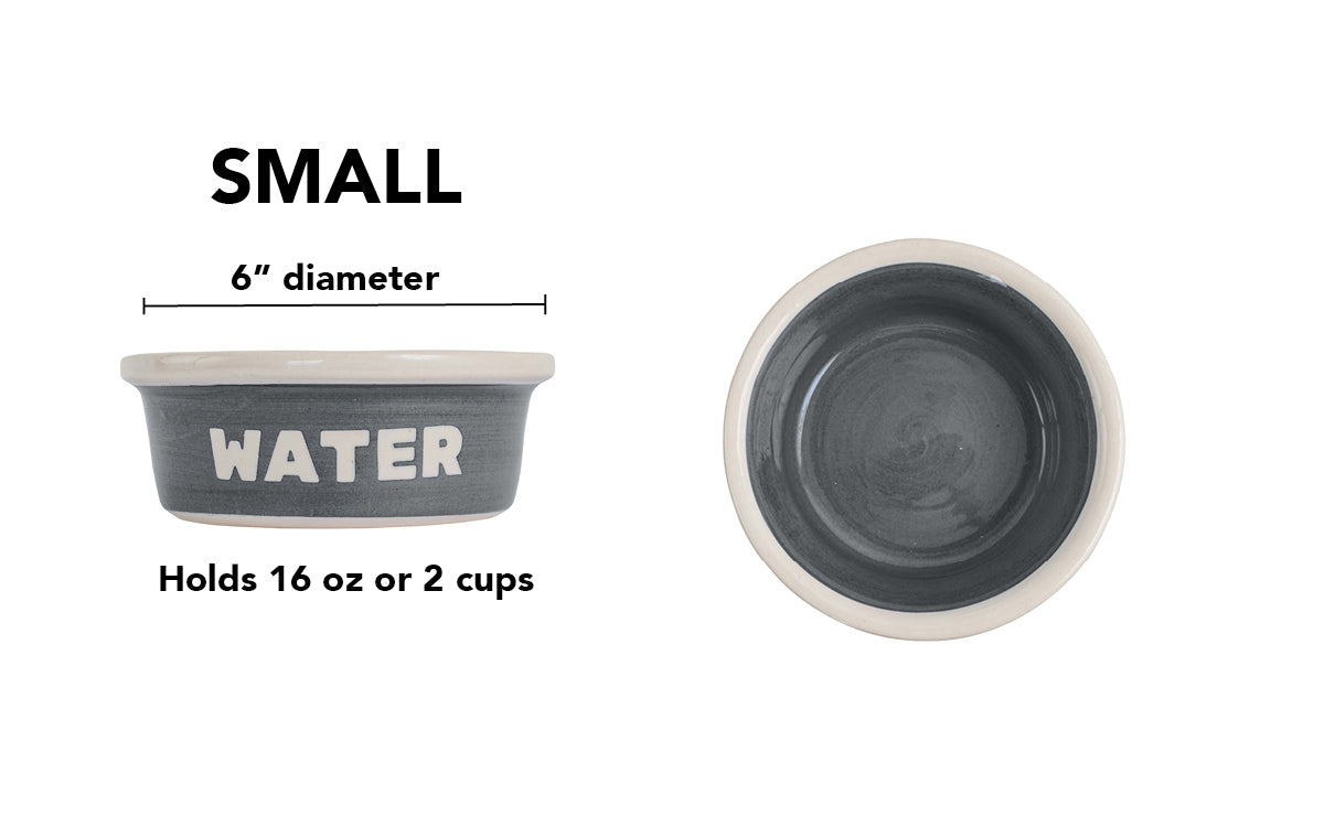 Block Letter Collection (Water) - Handmade Ceramic Pet Bowl with Block Letters