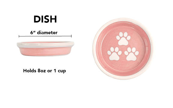 Pawsome Collection - Handmade Ceramic Pet Bowl with Custom Color and White Paw Prints