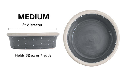 Polka Paws Collection - Handmade Ceramic Pet Bowl with Color and White Polka Dots