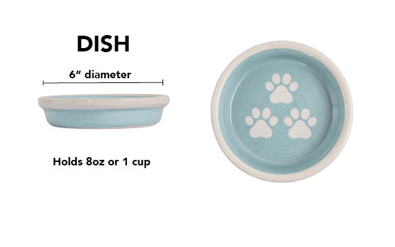 Pawsome Collection - Handmade Ceramic Pet Bowl with Custom Color and White Paw Prints